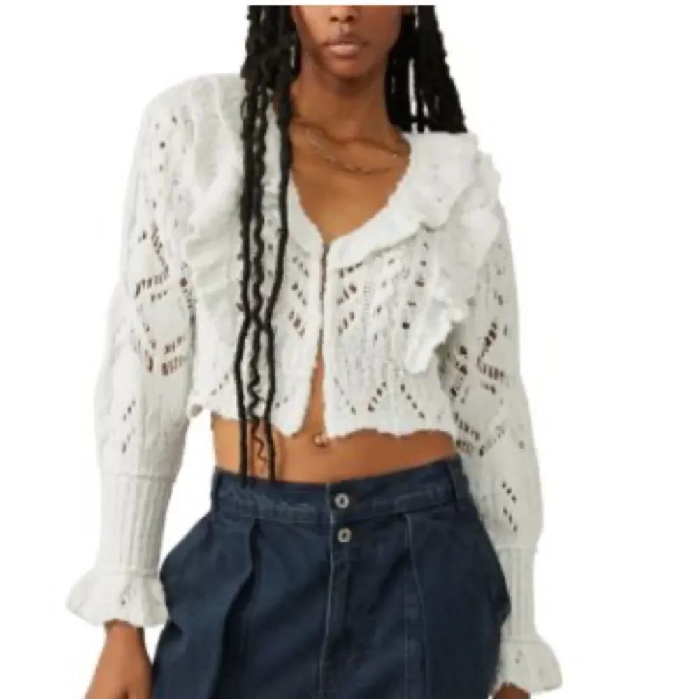 Free People Avery Ruffled Cotton-blend Cardigan NWT